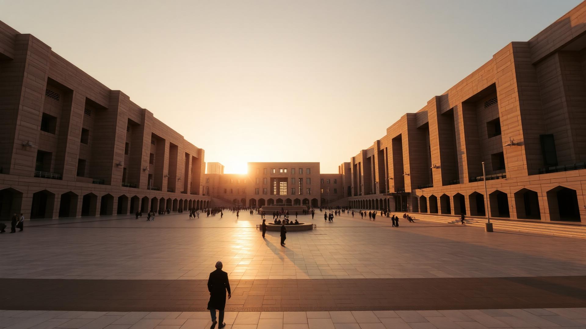Rua Al Madinah — architectural view at golden hour